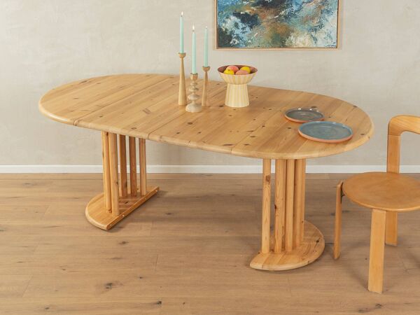 Table de salle à manger extensible des années 80 avec pieds en bois