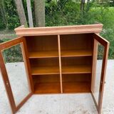 Vitrine vaisselier vintage en bois massif Louis Philippe