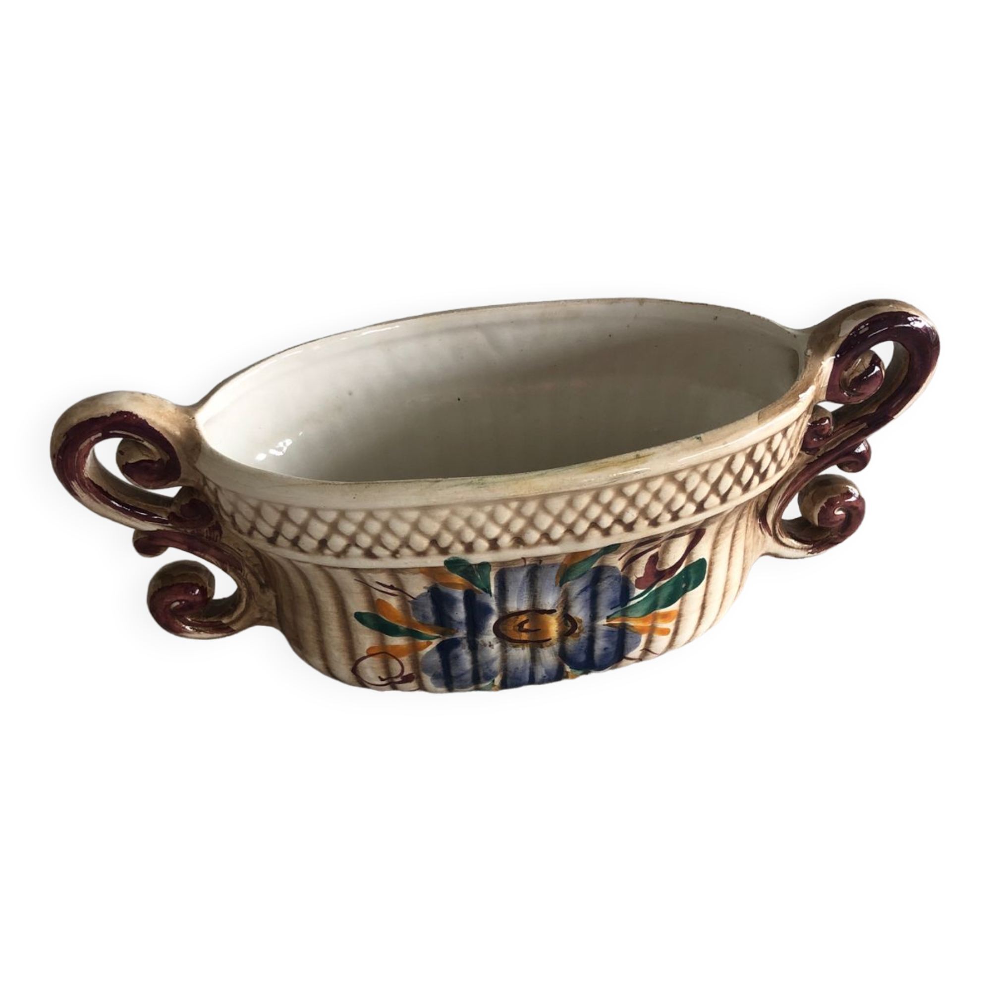 Small pot cover / oval flower pot in Italian ceramic