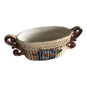 Petit cache pot / pot de fleurs oval en céramique Italienne