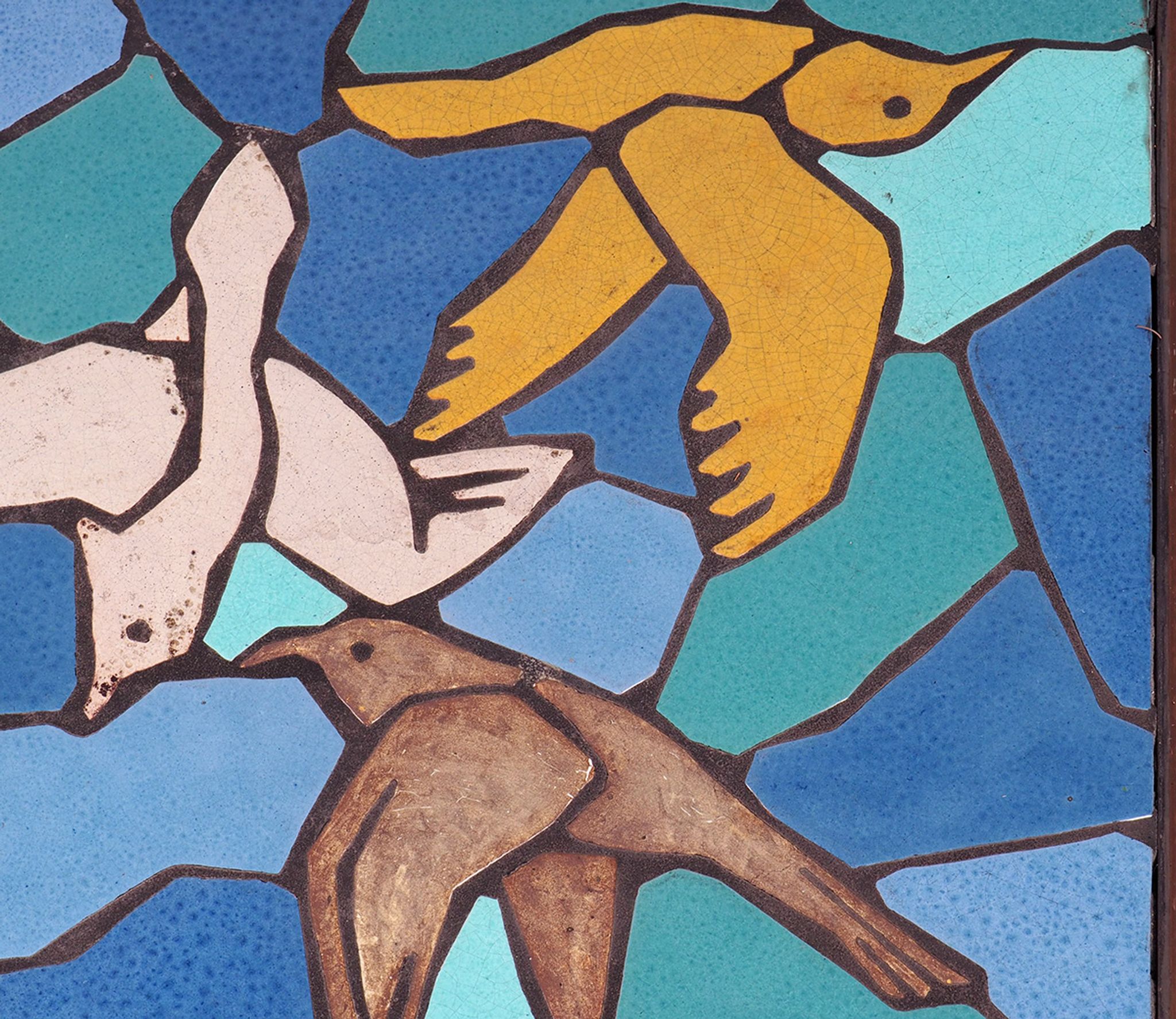 Ceramic mosaic tile coffee table with bird motif, 1970s