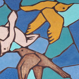 Ceramic mosaic tile coffee table with bird motif, 1970s