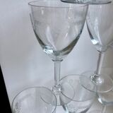 Set of 6 crystal wine glasses engraved 30s