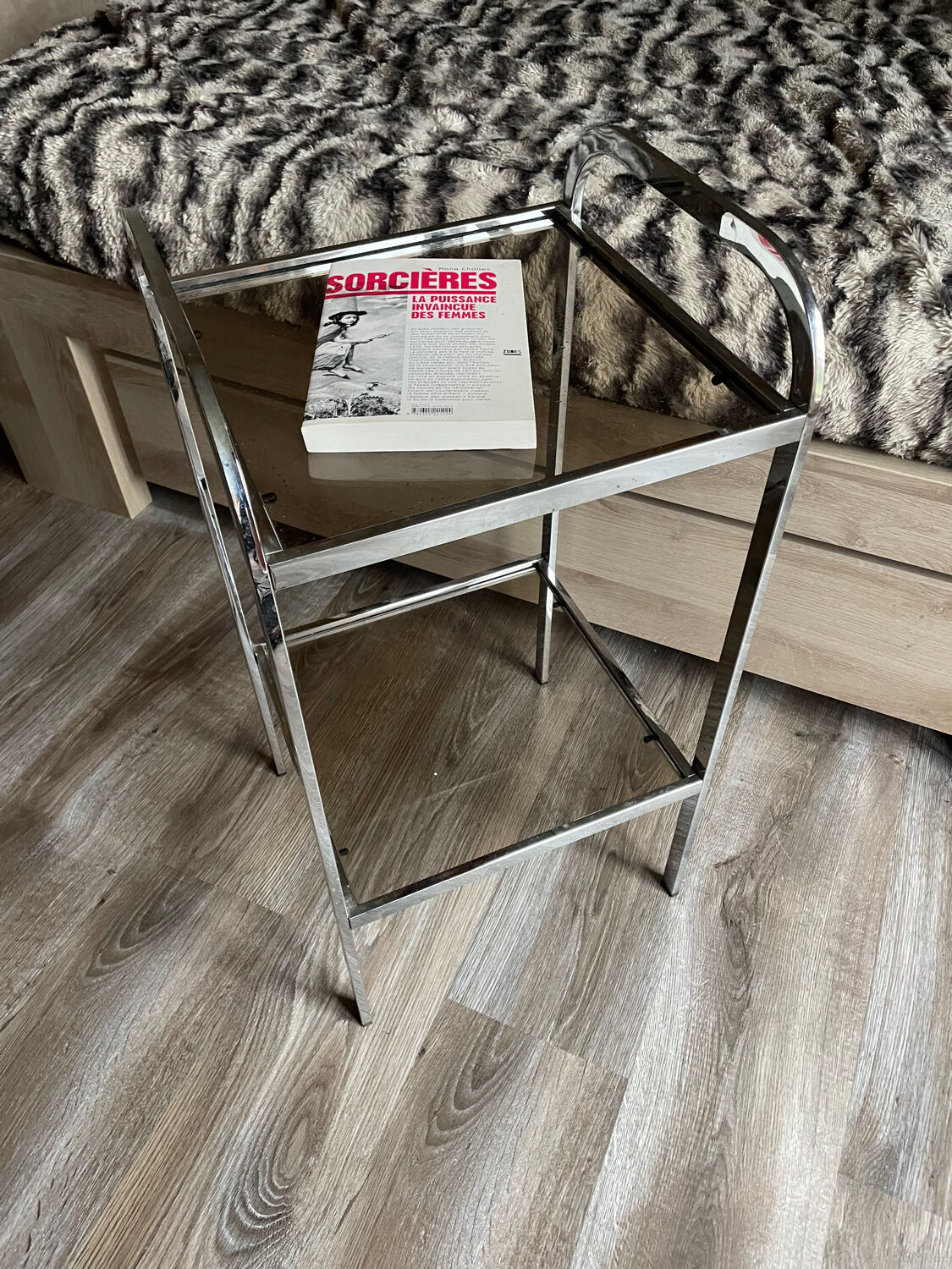 Sellette étagère vintage vers 1970 chromée