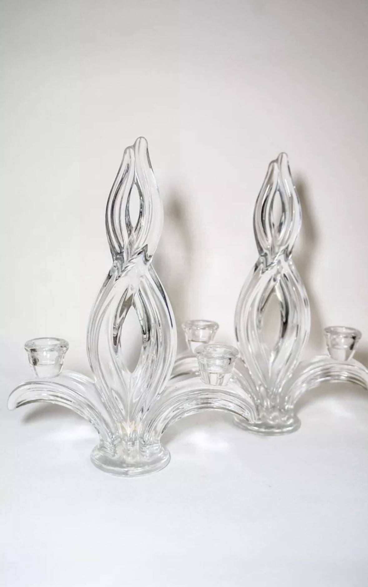 Pair of mid-century crystal candlesticks from Vannes
