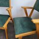2 fauteuils bridge en bois et velours vert, 1960