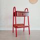 Small piece of furniture - boarding school type bedside table wood red metal