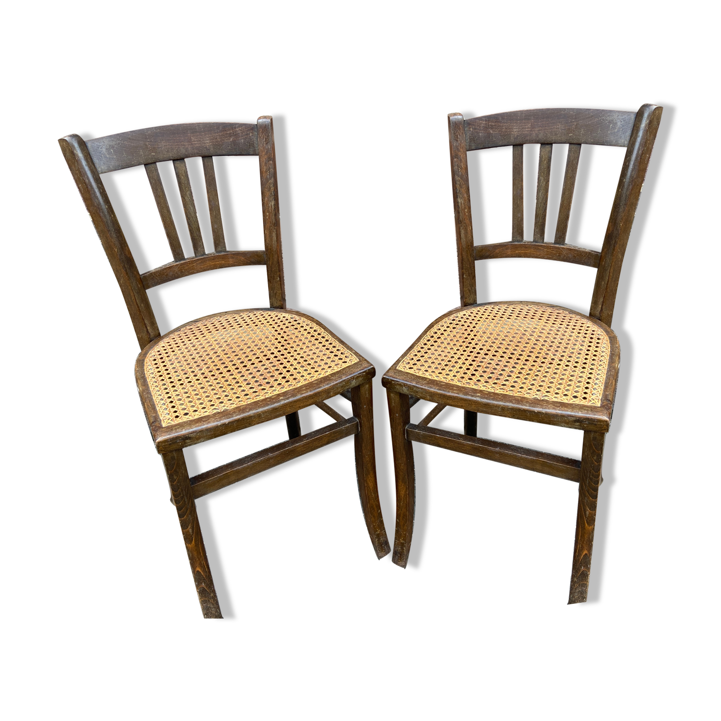 Pair of vintage peasant bistro chairs 1930