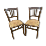 Pair of vintage peasant bistro chairs 1930