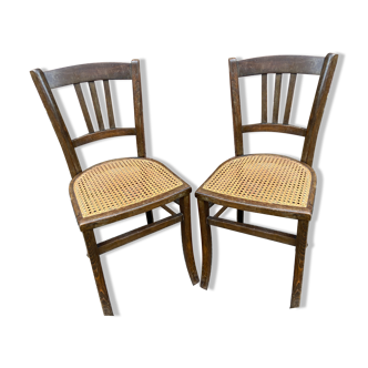 Paire de chaises bistrot paysanne vintage 1930