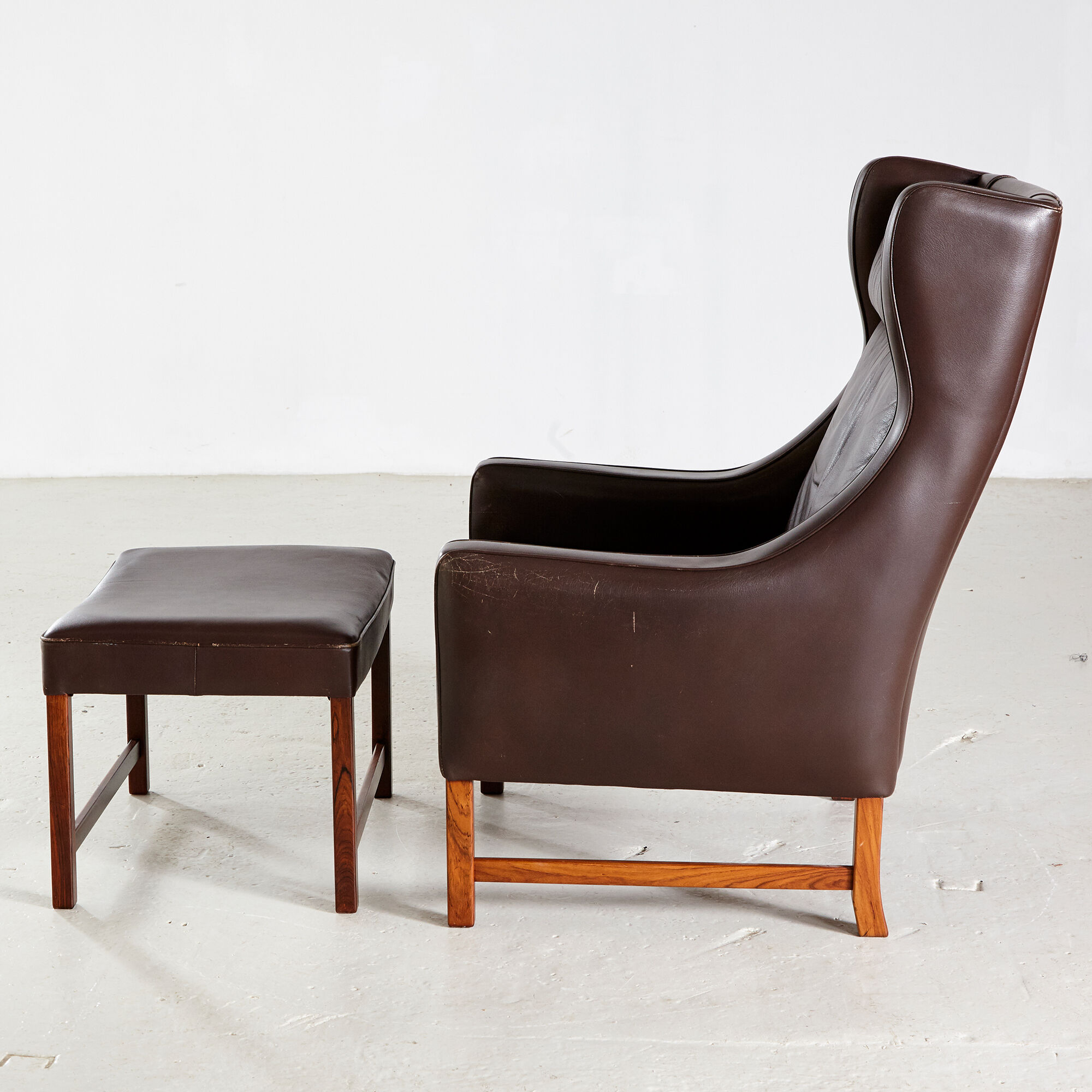 Fredrik kayser 965h leather reading armchair with ottoman
