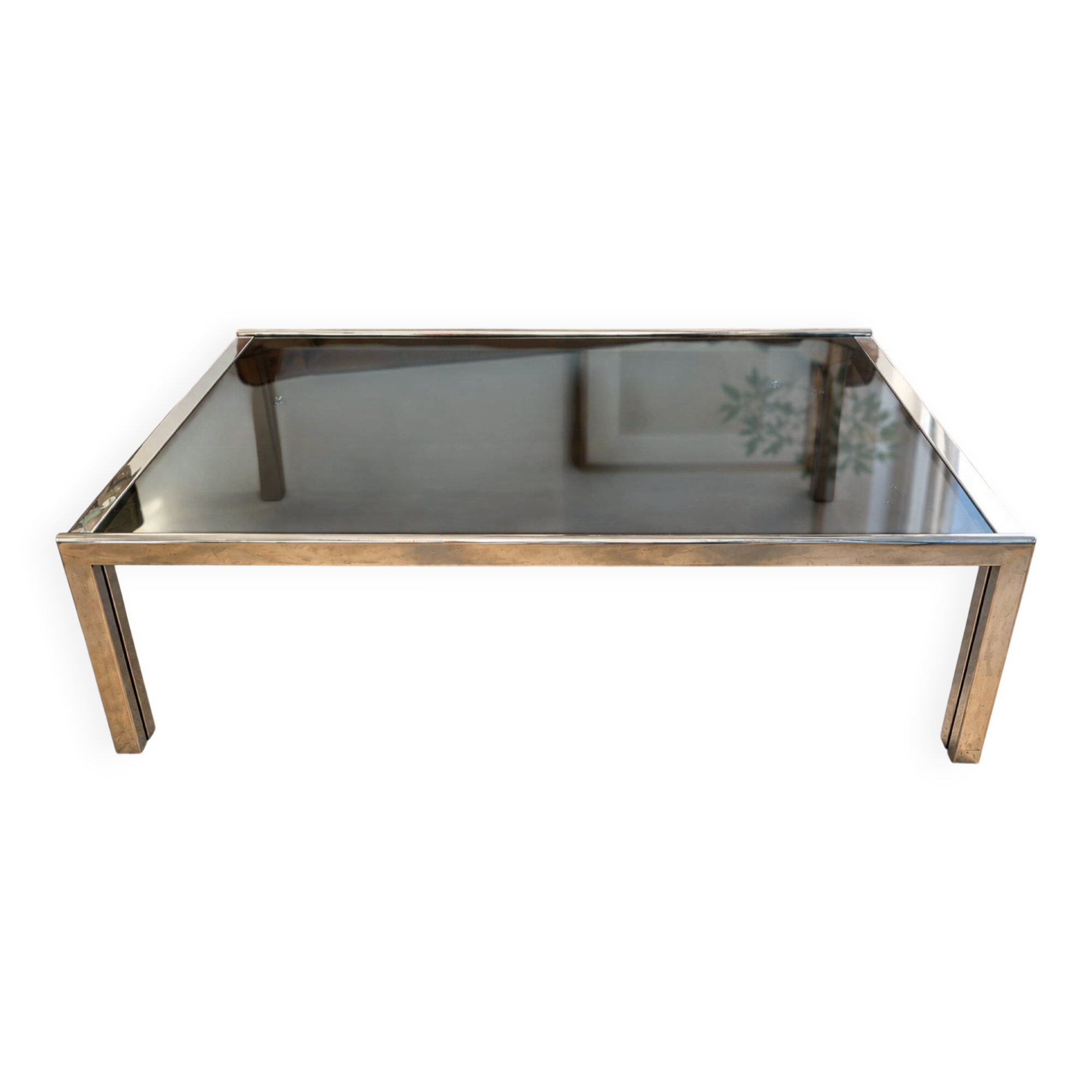 Vintage coffee table in chrome and smoked glass – 1970s/80s