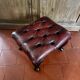 Vintage 1970s Chesterfield red leather footrest