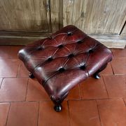 Vintage 1970s Chesterfield red leather footrest