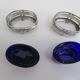 Silver metal and cobalt glass salt pots - EP St & co