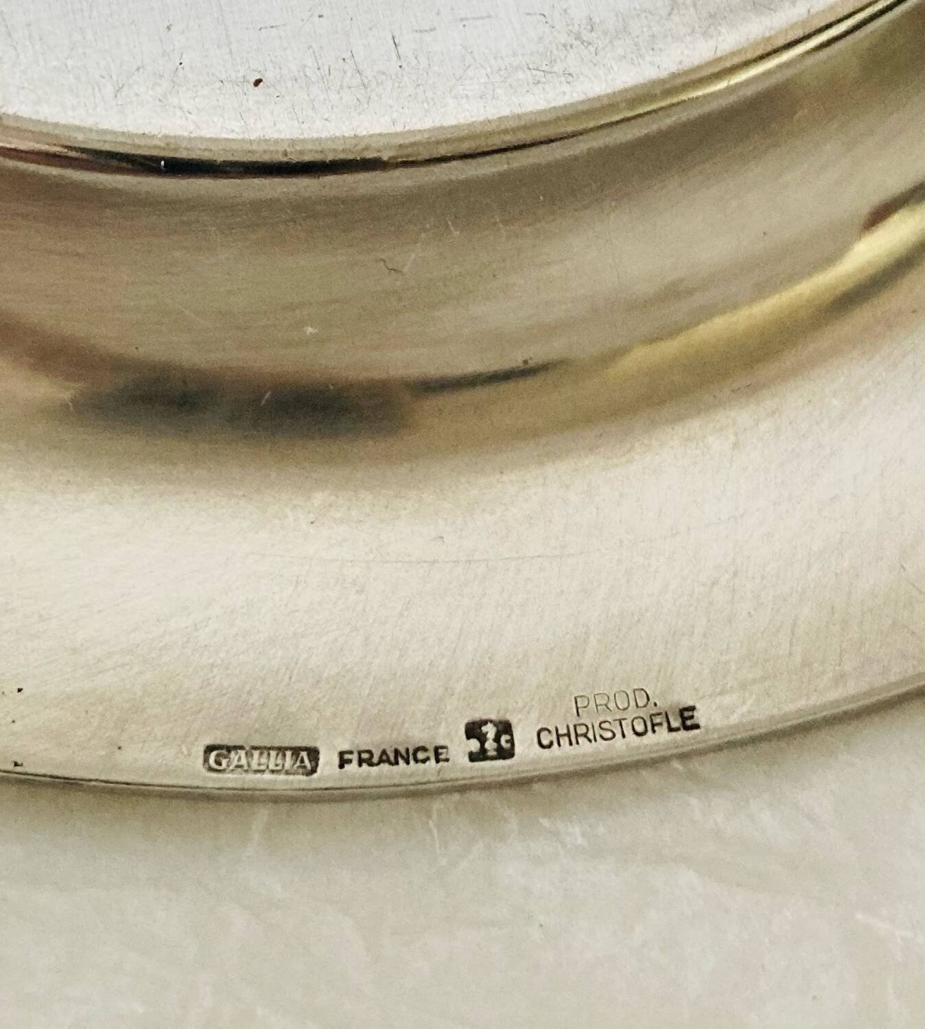 Christofle / galia trays in hallmarked silver metal in their case