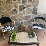 Fauteuil bois imprimé Vache