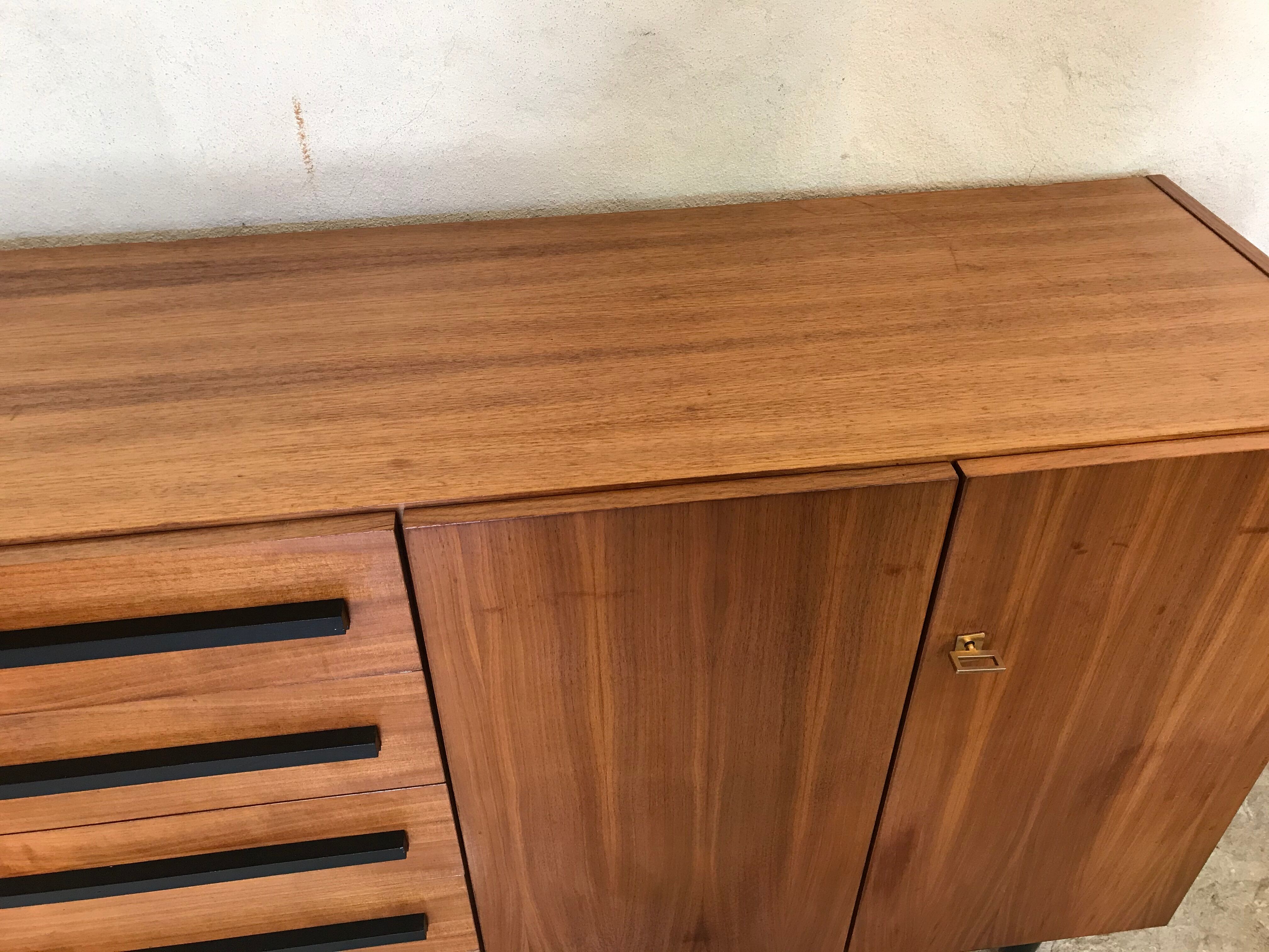Vintage storage cabinet 1960's 5 drawers 2 doors
