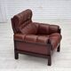 1970s, Scandinavian armchair, furniture leather, dark beech wood.
