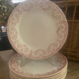 9 assiettes plates anciennes "Dubarry" Creil-Montereau, en terre de fer