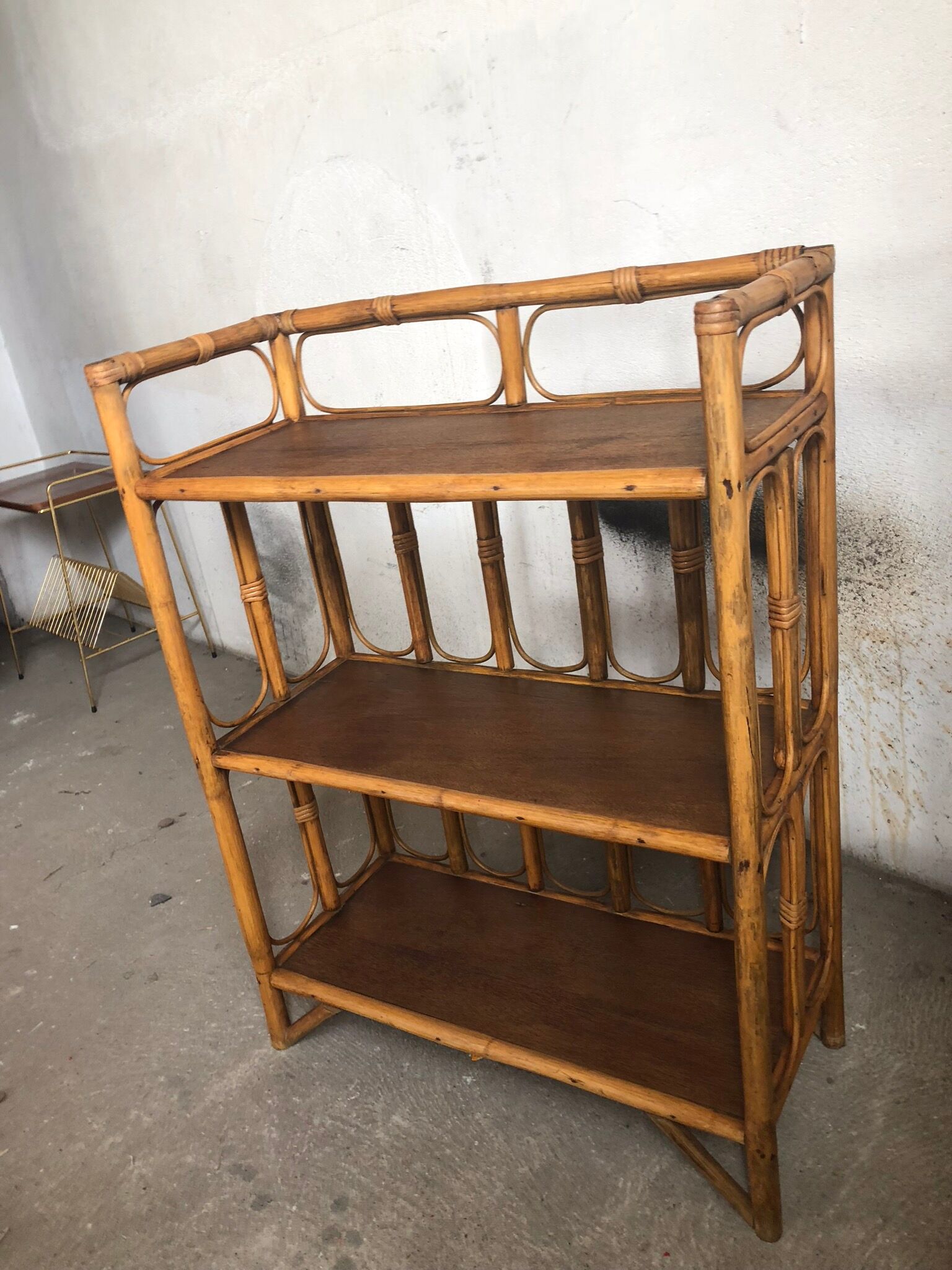 Vintage rattan shelf