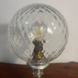 Metal lamp and art deco ribbed glass globe