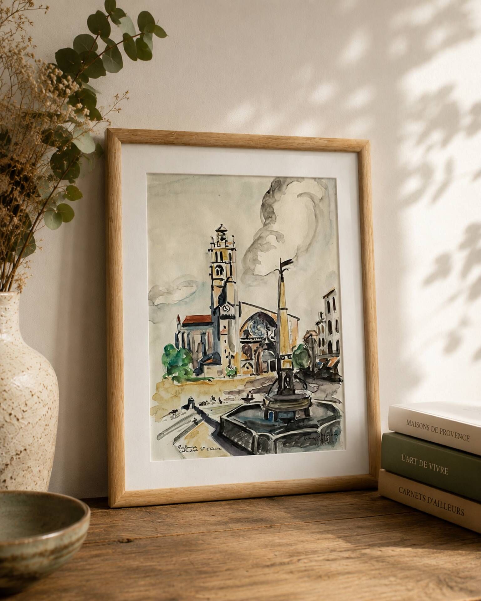 Watercolour by Françoise Grassin – Toulouse, Saint-Etienne Cathedral