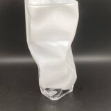 White tinted glass vase with crumpled effect