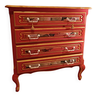 Vintage chest of drawers relooked rosa