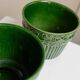 Ensemble de 2 pots de fleurs en céramique verte Bay-Keramik, 603-14, Allemagne de l'Ouest années 1980, striés avec relief floral.