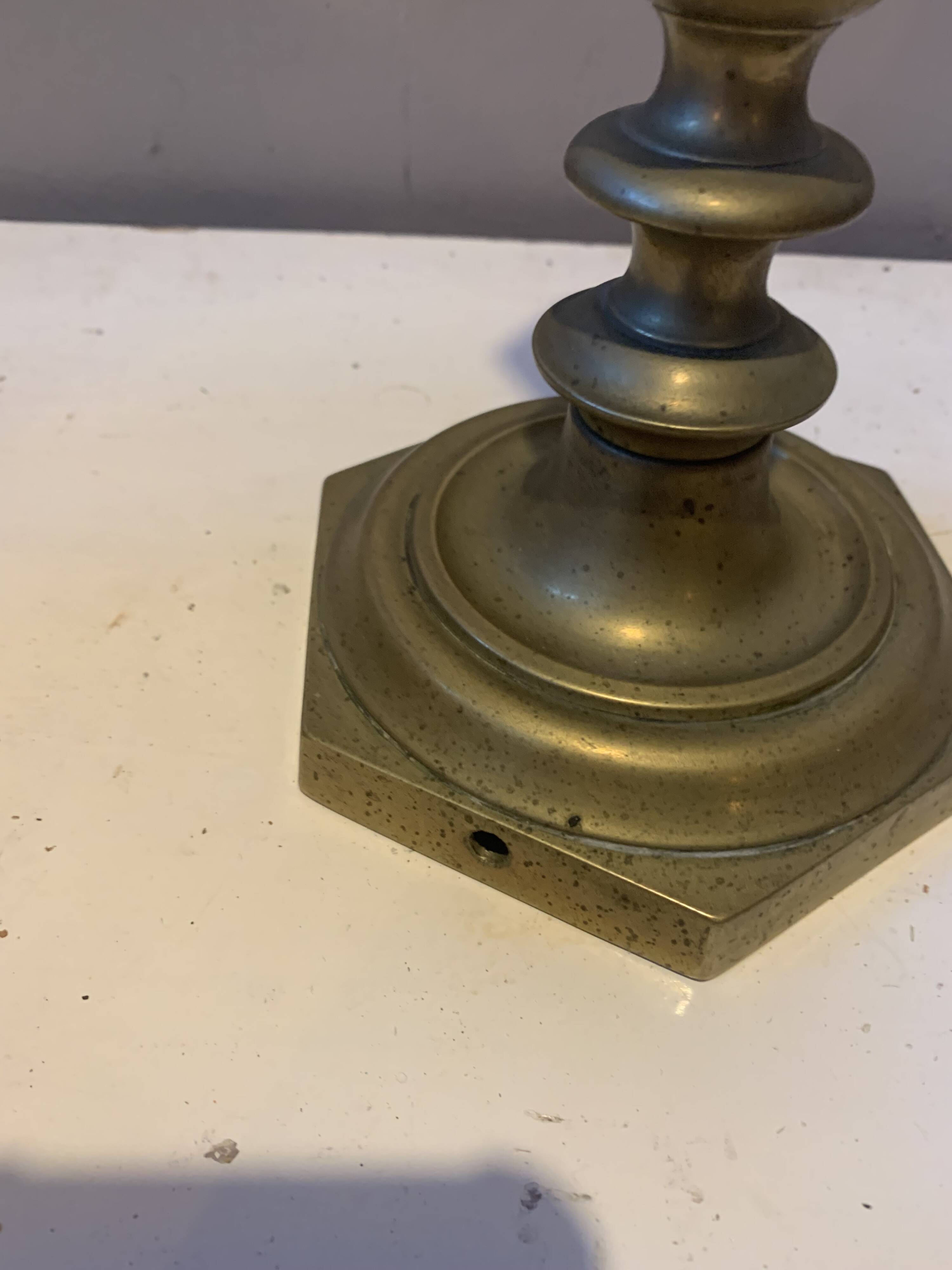 Large vintage golden brass candle holder