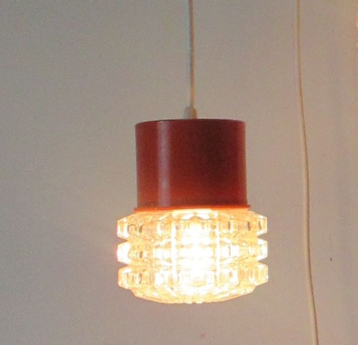 Orange suspension 70's glass 3-globe