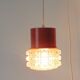 Suspension orange et verre 1970 à 3 globes