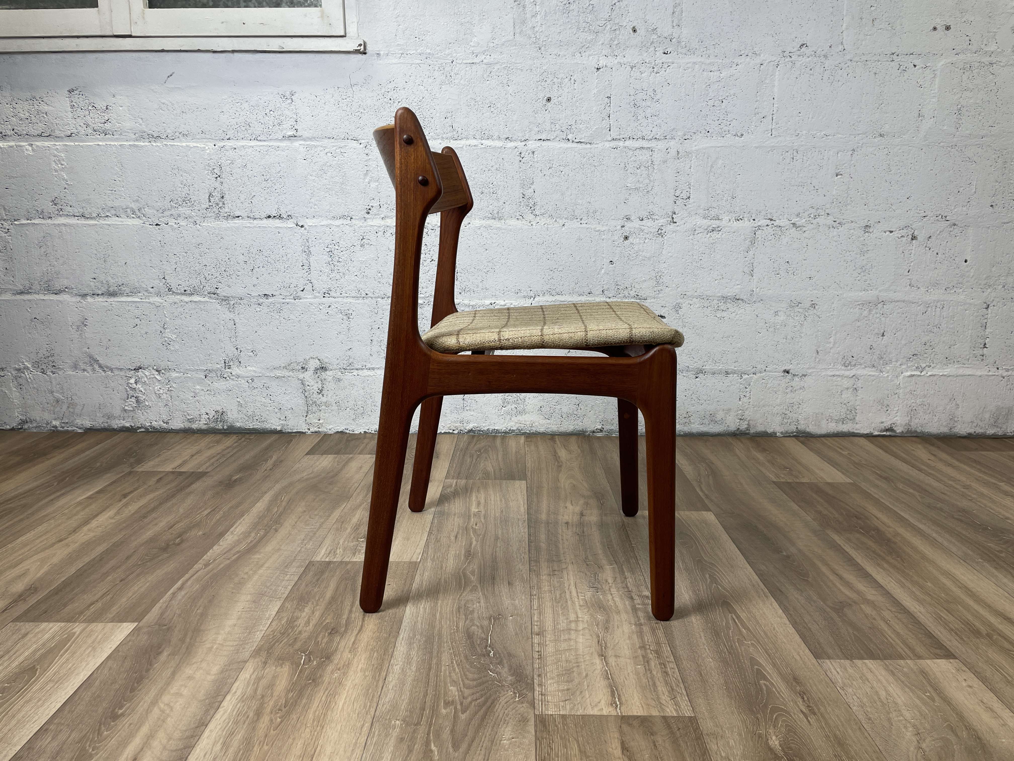 Vintage Scandinavian chair by Erik Buch for O.D. Møbler, in teak and plaid fabric, 60s