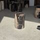 Black petrified wood side table with beige stripes, fine mesh, H35 D24 - 33