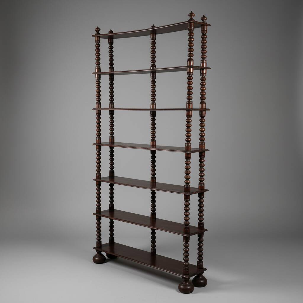 Bobbin library in walnut, French work, 1950.