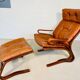 Vintage scandinavian cognac lounge chair by oddvin rykken 1960s