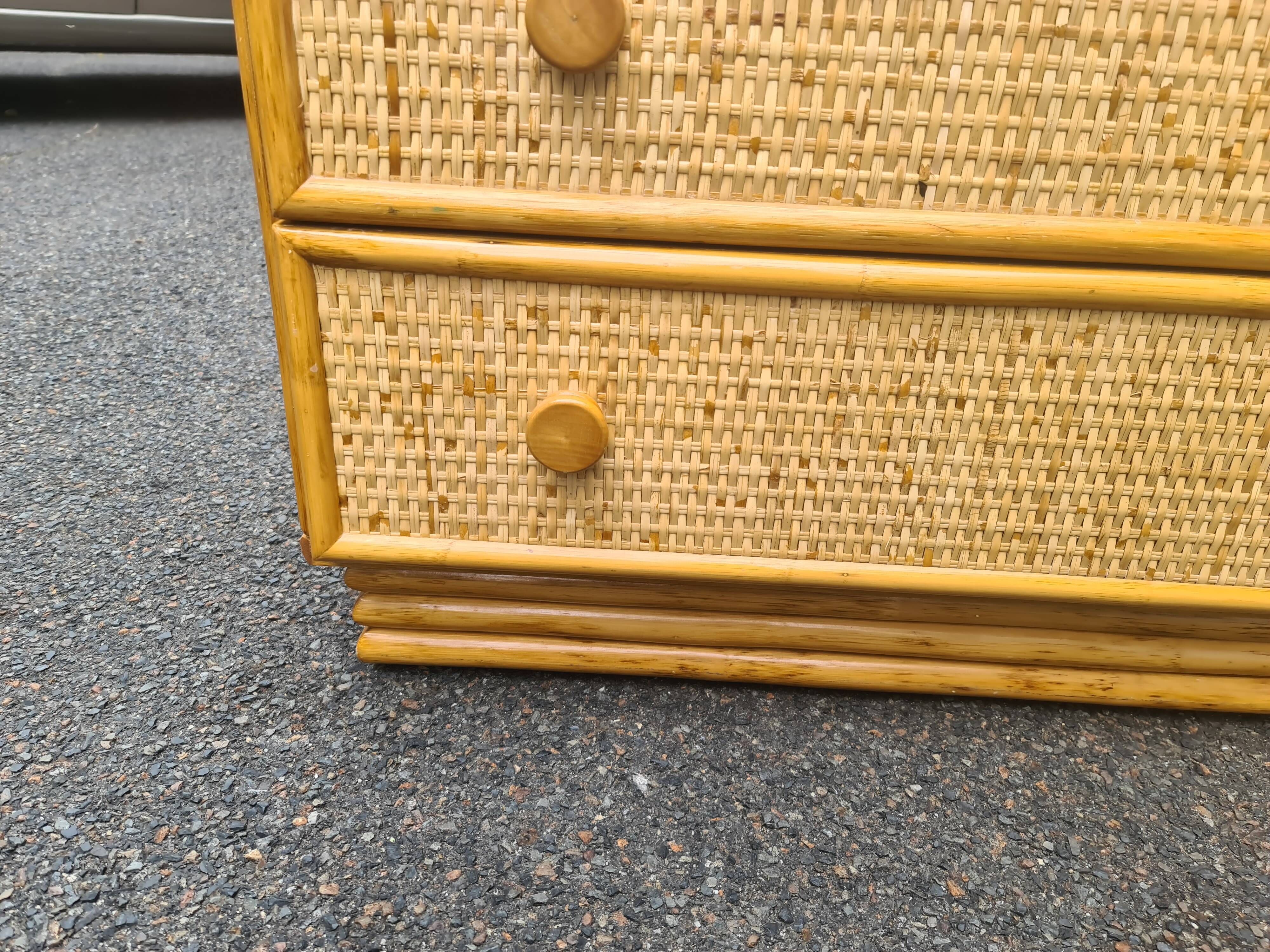 Vintage chest of drawers 1980 Maugrion Rotin