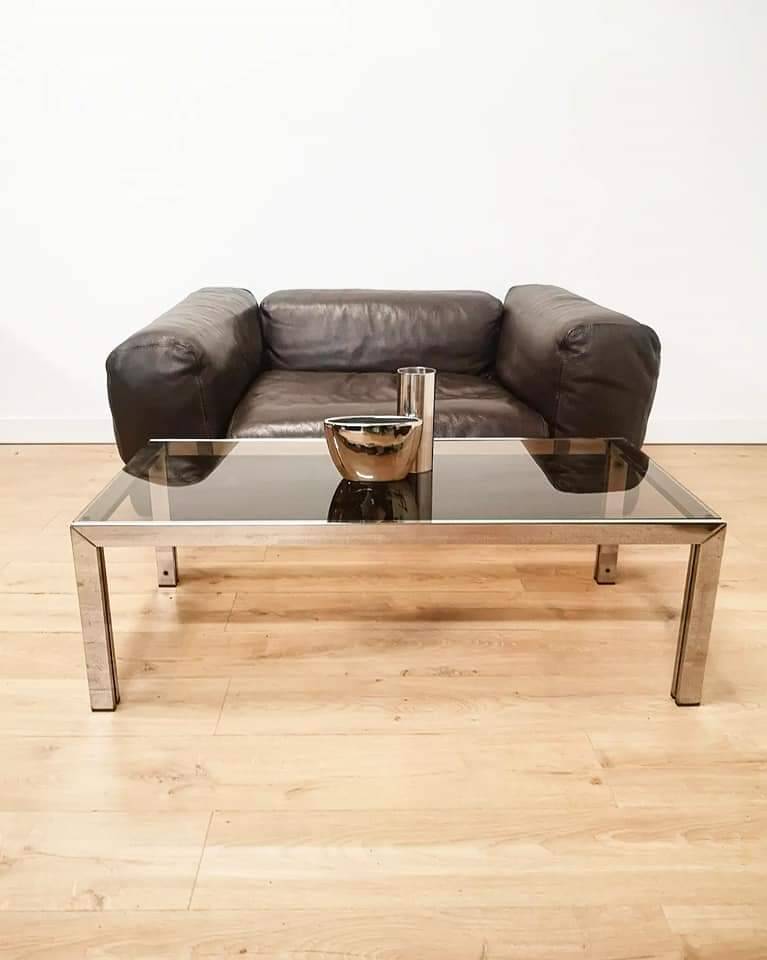 Roche Bobois armchair in brown leather