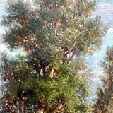 Tableau peinture ancienne paysage animé Théodore Ghirardi XIXe