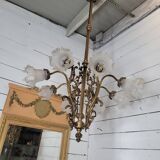 Old bronze chandelier 8 lights, 128cms h
