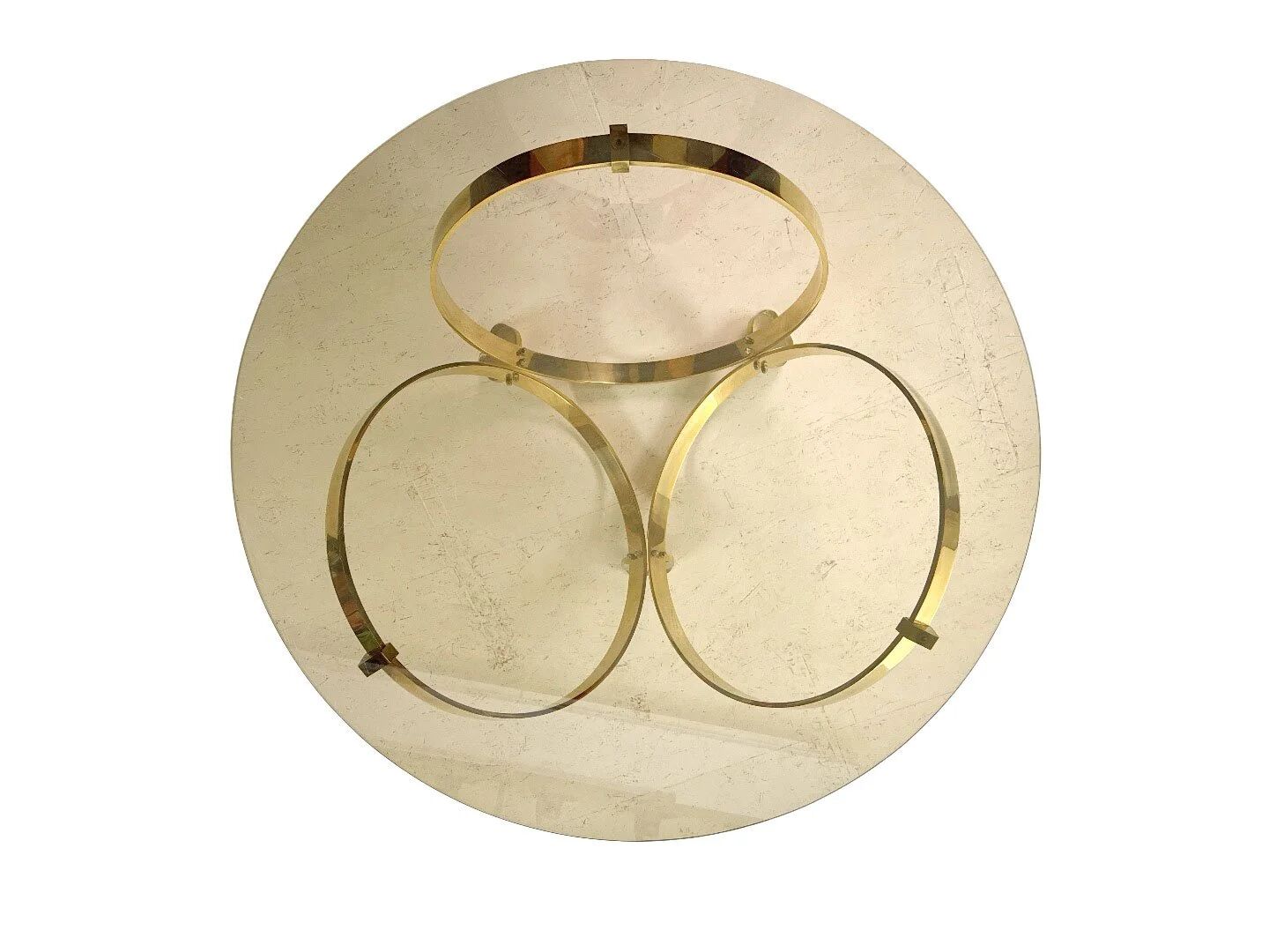 Knut Hesterberg round coffee table in brass with smoked glass