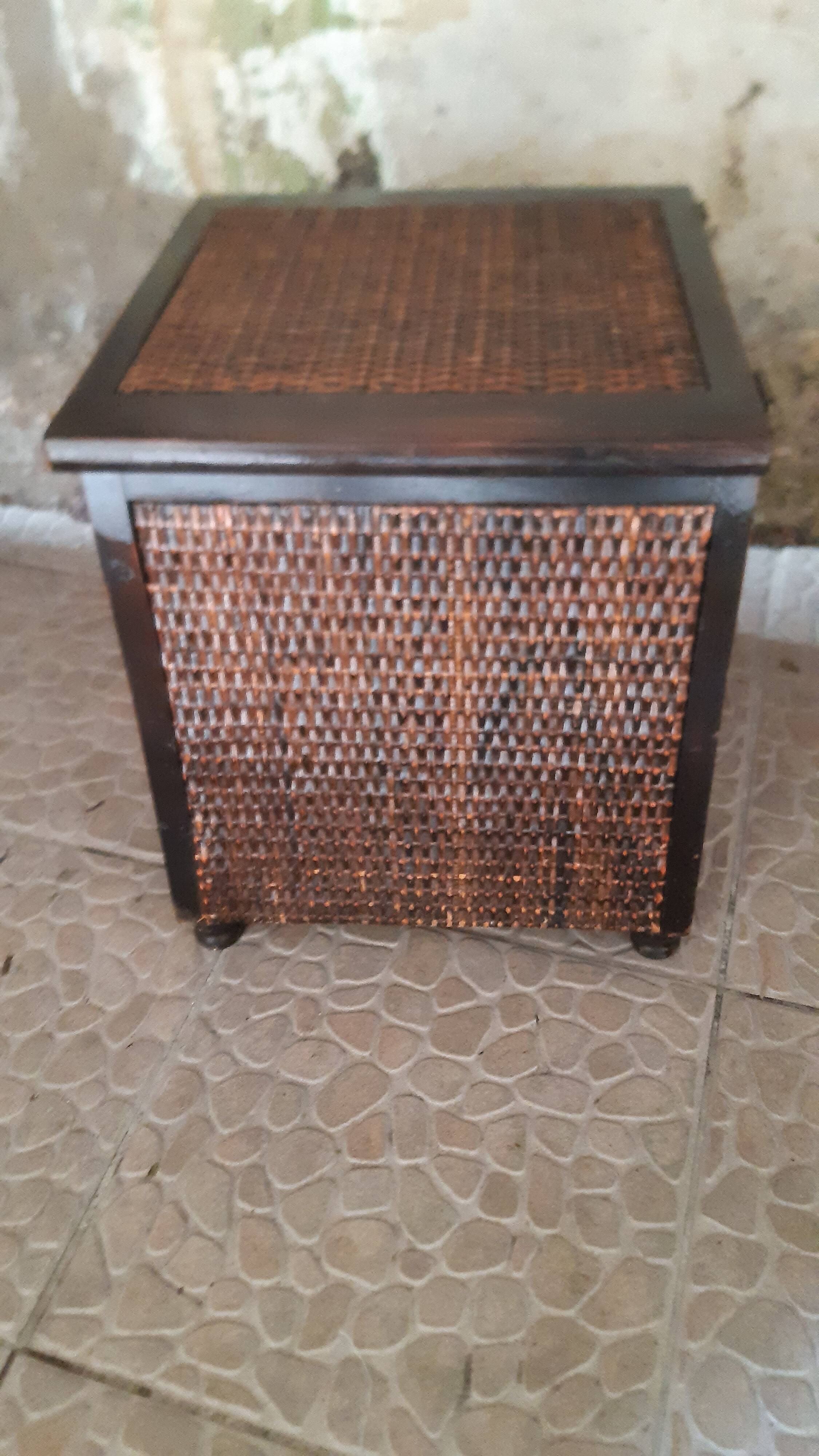 Wooden chest and braided rice straw