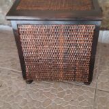 Wooden chest and braided rice straw