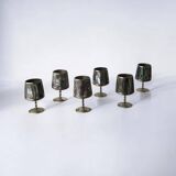 Abalone shell & alpaca shot glasses, set of 6, Mexico, 1970s