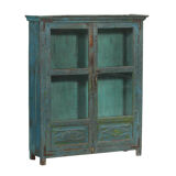 Showcase Library Patina Blue Piece of Origin Wood Old Teak 102x30x122cm