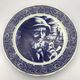 Blue enamelled earthenware wall plate with fisherman decor, Boch La Louvière, Belgium
