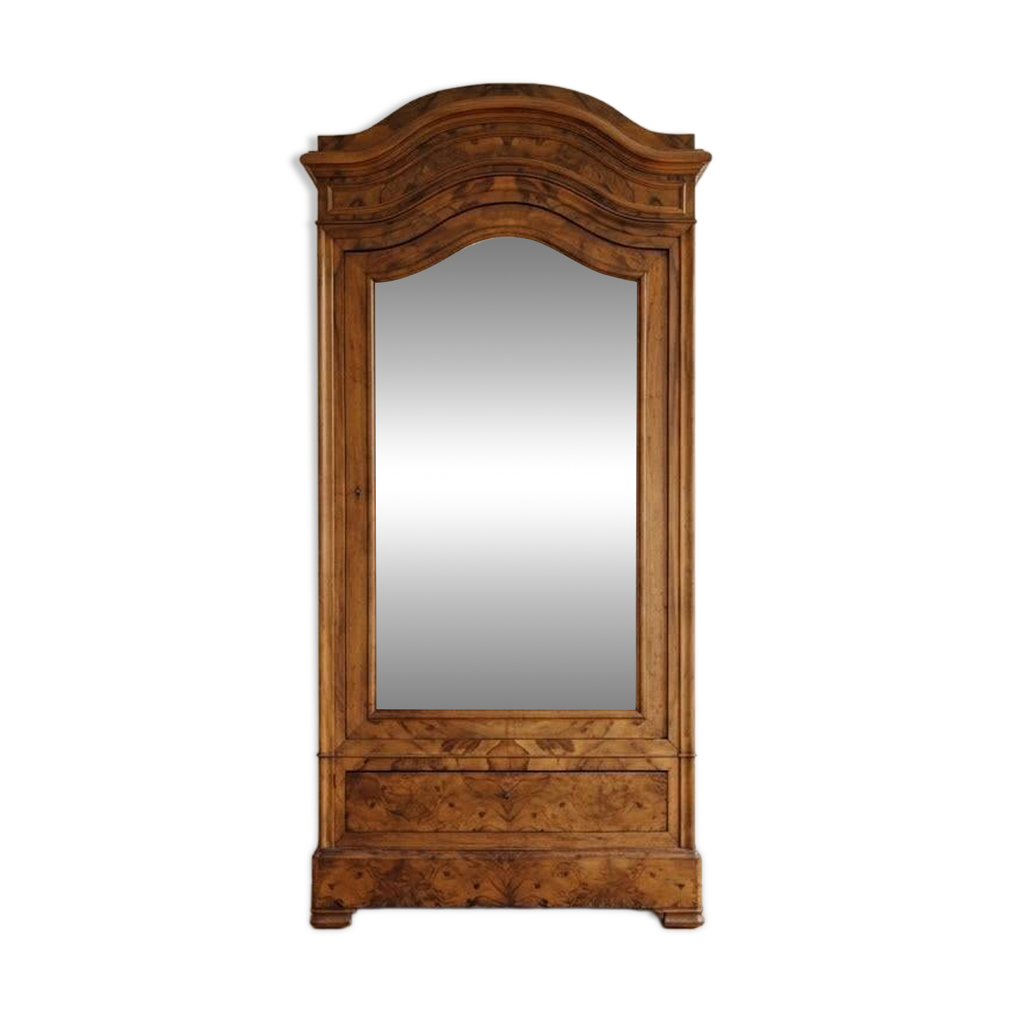 Antique oak linen cupboard with mirror