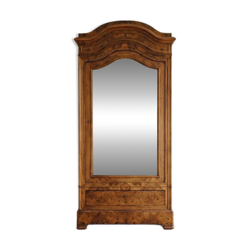 Antique oak linen cupboard with mirror