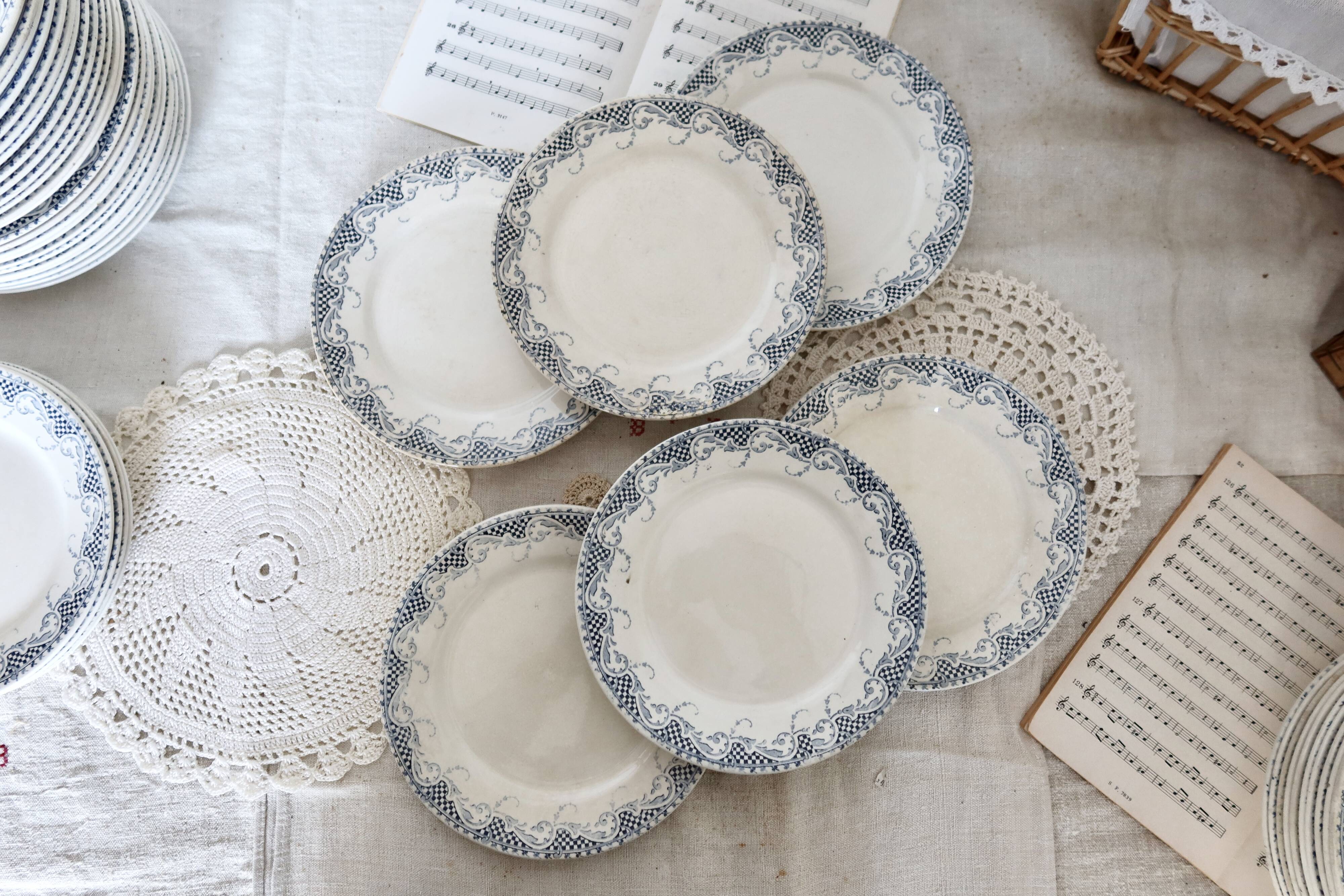 6 assiettes à dessert en terre de fer Sarreguemines modèle Luchon